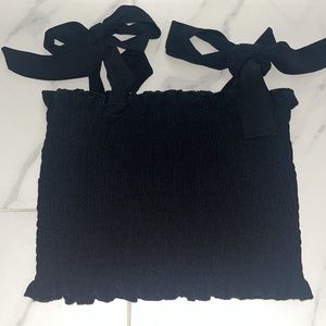 Black Tube Top-Bow Tie Shoulder